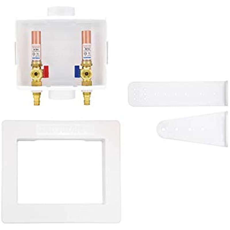 Eastman 60254 Center Drain Washing Machine Outlet Box with Hammer Arrestors, 1/2 inch Expansion