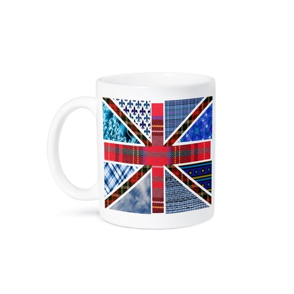 3dRose, Contemporary Trendy Patterned Union Jack English Flag - Modern Great Britain United Kingdom England, 15oz Mug