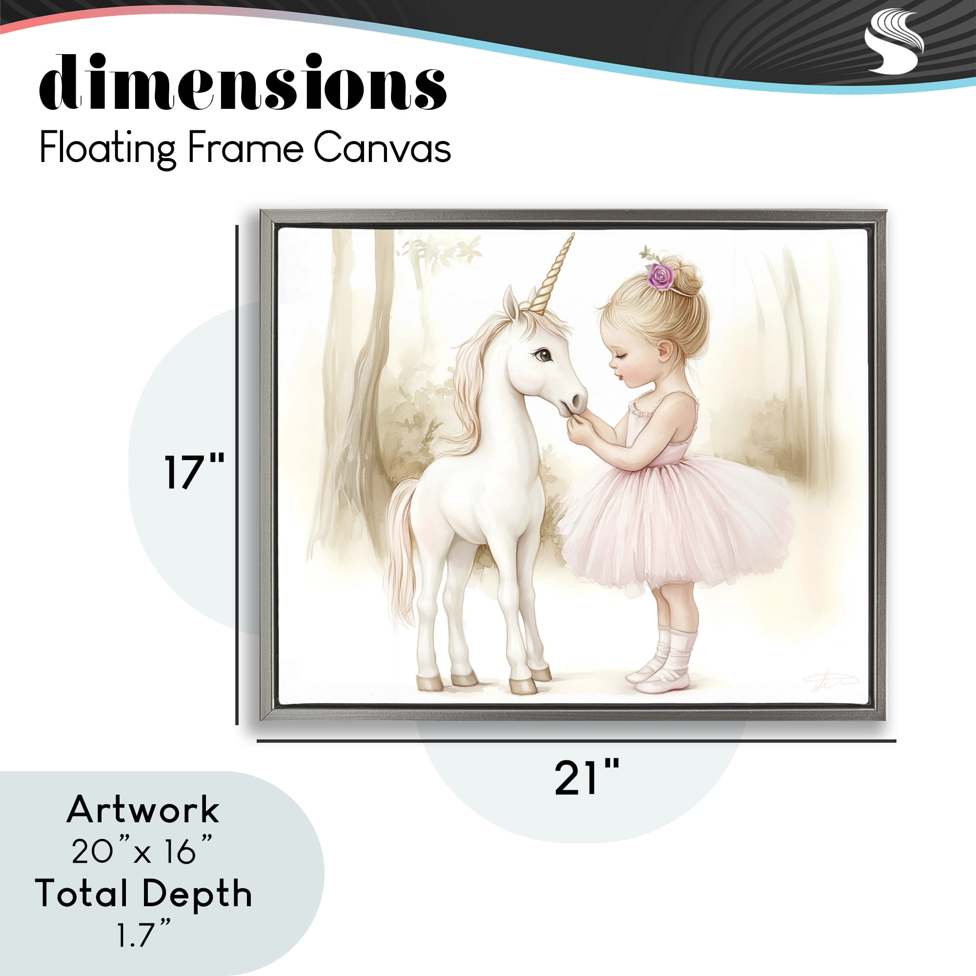 Stupell Industries Girl & Unicorn Friendship Gray Framed Floater Canvas Wall Art, design by Whimsical Wonders