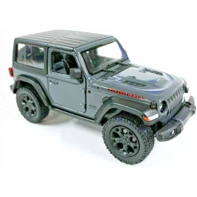 Compatible con Jeep Wrangler Rubicon 2018 gris duro superior escala 1/34 modelo de coche fundido a presión