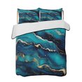 thumbnail image 2 of Blue Black Marble Twin Size Down Alternative Comforter, Lightweight Comforter Quilt Bedding Set with Pillow Shams Modern Golden Abstract Aesthetic All Seasons Bed Comforter Duvet Insert 68"x86", 2 of 7