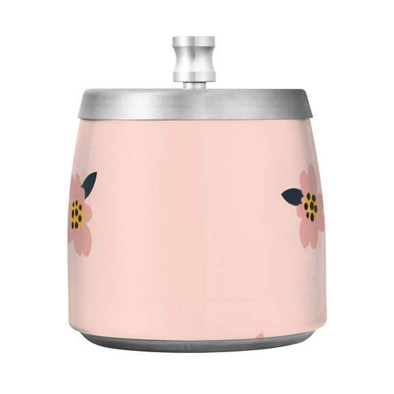 Small Flowers with Leaves Ashtray with Lid Smell Proof Cigarette Ashtray Stainless Steel Smokeless Ash Holder for Indoor Outdoor