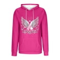 thumbnail image 4 of Zynoxe Womens Breast Cancer Awareness Hoodies Casual Soft Ribbed Knit Drop Shoulder Long Sleeve Lounge Hooded Sweatshirt with Pocket Hot Pink2 M, 4 of 5
