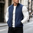 thumbnail image 5 of Riecok Mens Fleece Vests for Outdoors Sleeveless Stand Collar Zip up Jackets Thermal Solid Warm Casual Outerwear with Pockets Dark Blue 2XL, 5 of 6