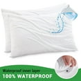 thumbnail image 3 of GOGREEN Waterproof Pillow Protectors with Zipper Standard Size, Cooling Bamboo Zippered Pillow Case Protector, Bed Bedbugs Pillow Case Cover Prevent Dust Mites and Allergens (2 Packs, White), 3 of 8