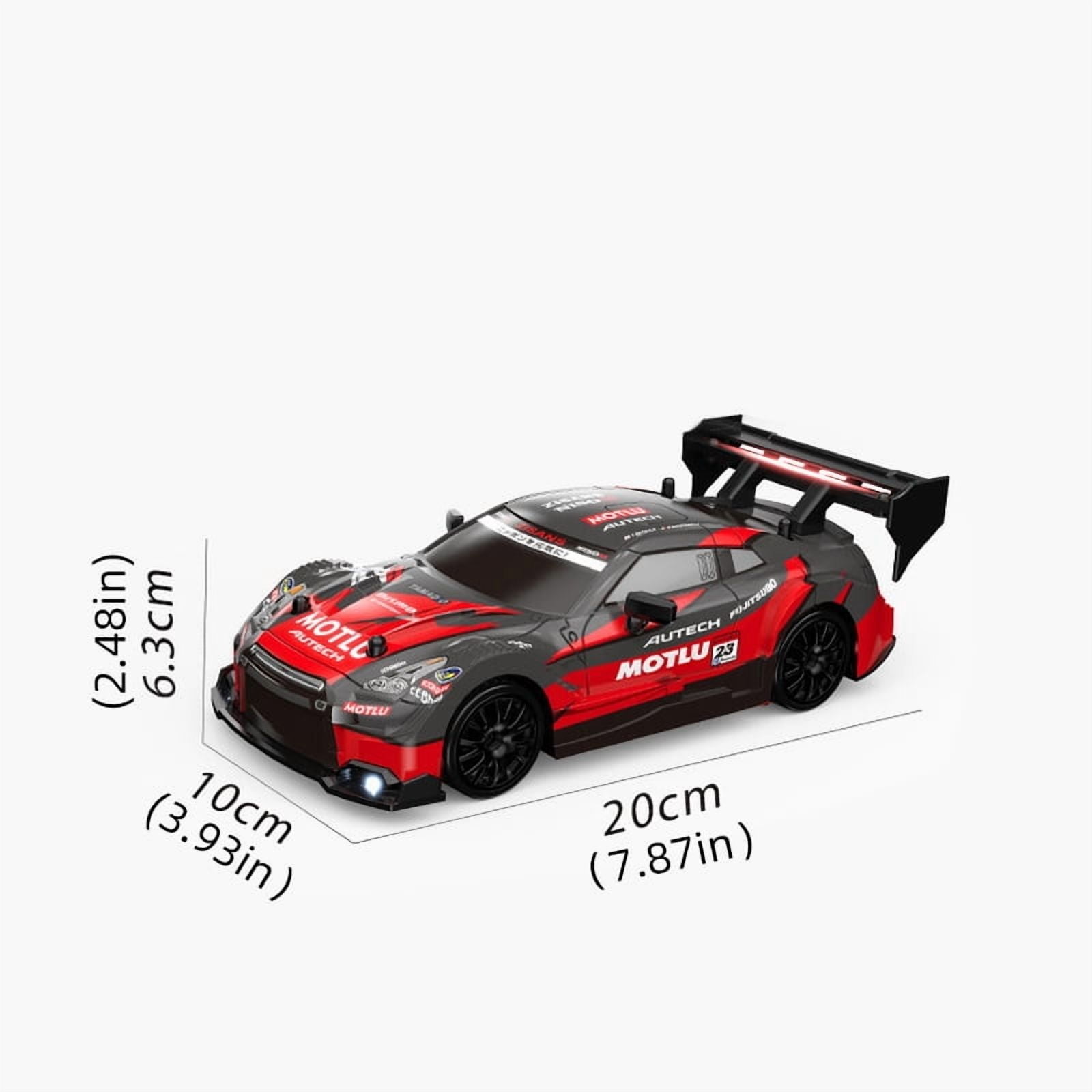 1:24 Scale RC Drift Car 4WD 2.4GHz 30KM/H High Speed Racing Sport Toy Car with LED Lights, Racing and Drift Wheels