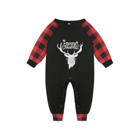 

MERSARIPHY Christmas Parent-child Pajamas Pullover Jumpsuit Plaid Pants
