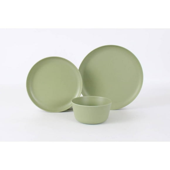 Gibson Fairhope 12 Piece Melamine Dinnerware Set, Matte Green