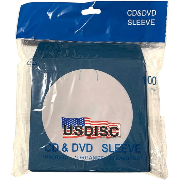 USDISC Paper Sleeves 100g Window, Flap, Blue, Pack Of 5000