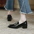 thumbnail image 2 of YDN Women Square Toe Strap Buckle Loafers Slip On Block Low Heel Pumps Retro Daily Wear Shoes Size 7 Black, 2 of 4