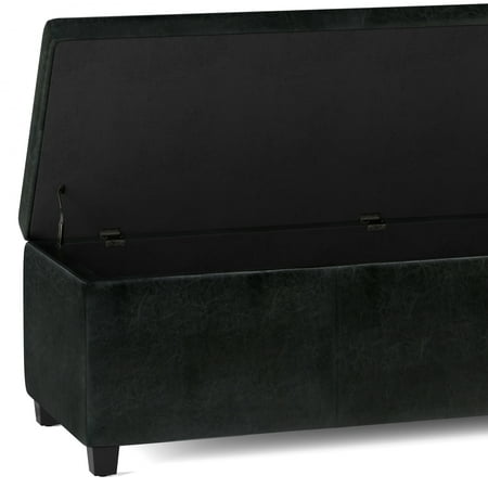 Simpli Home - Avalon Extra Large Storage Ottoman Bench - Midnight Black