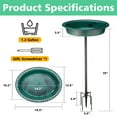 thumbnail image 3 of OBENSKY Oval Polyresin Bird Bath Bowl with Metal Stake, 34 Inch Height Outdoor Freestanding Birdfeeder - Green, 3 of 8