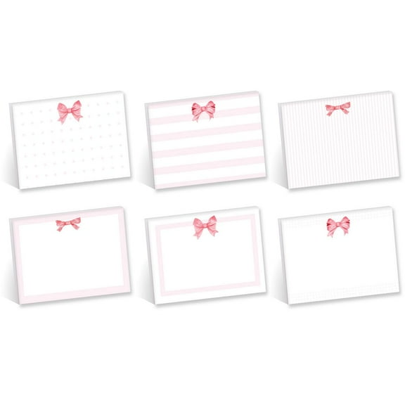 Pink Bow Sticky Note Assortment / 4" x 3" Trendy Repositionable Sticky Notes / Set Of 6 Adorable Note Pads / Made In The USA