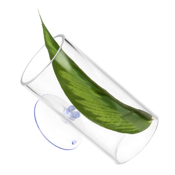 EXHUMKY Acrylic Betta Fish Hideaway Tunnel with Leaf Design Aquarium Decoration