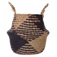 thumbnail image 1 of Foldable Handmade Storage Basket Folding Wicker Rattan Seaweed Belly Straw Garden Flower Pot Planter Laundry Basket, 1 of 7