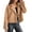 Khaki, variant on Women Woolen Jacket - Turn-down Collar Solid Color Single Button Closure Coat Loose Short Type Thermal Long Sleeved Commuting Dating Coat