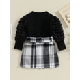 thumbnail image 4 of Bagilaanoe 2Pcs Toddler Baby Girls Fall Clothes Long Sleeve T-shirt Tops + Skirt with Belt 9M 12M 18M 24M 3T 4T Kids Casual Skirt Set, 4 of 9