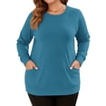 thumbnail image 3 of OutfitShow Plus Size Sweatshirts for Women Crewneck Long Sleeve Casual Tunic Tops Lightweight Pullover with Pockets,S-5XL, 3 of 9