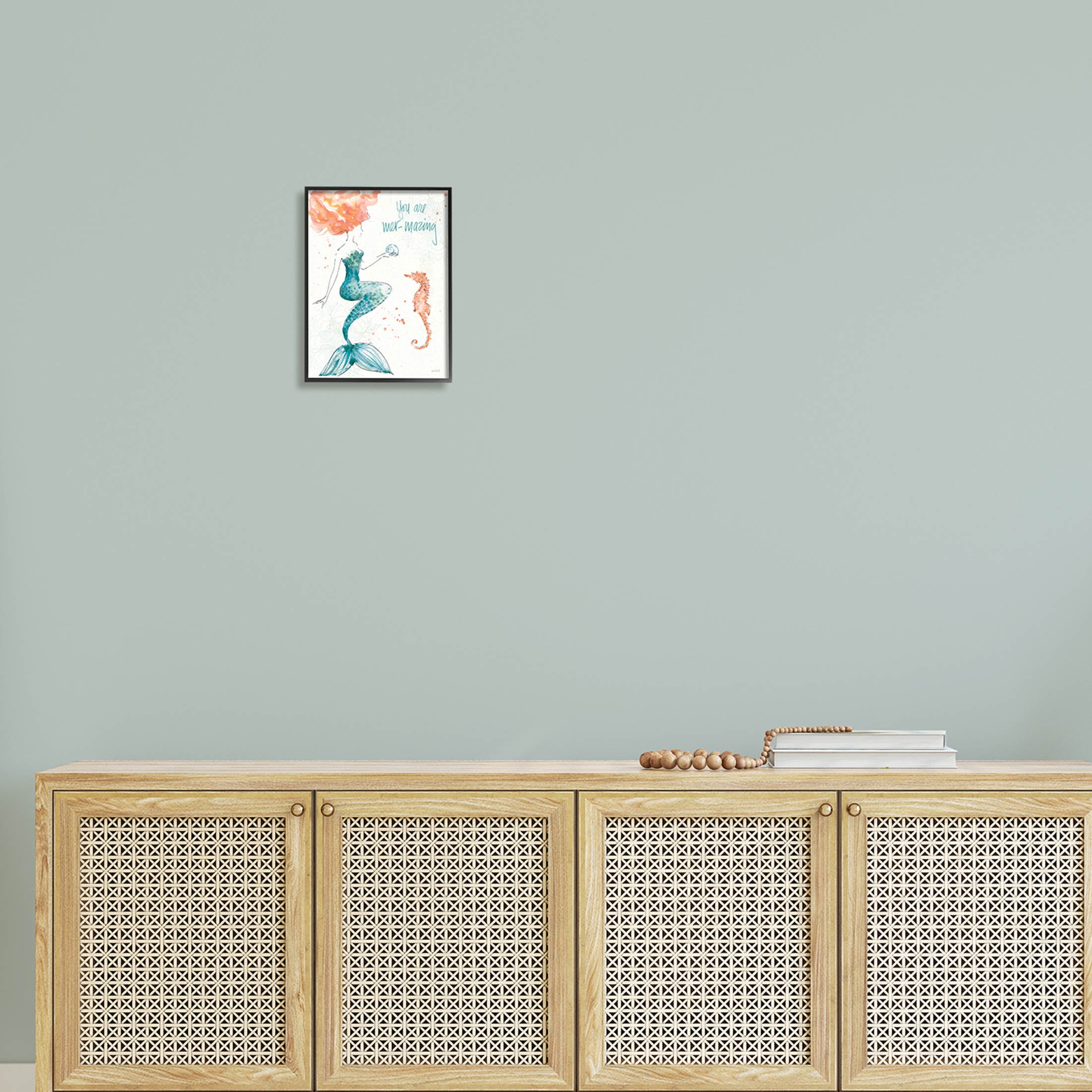 Stupell Industries Mer-Mazing Uplifting Mermaid Phrase Graphic Art Black Framed Art Print Wall Art, Design by Anne Tavoletti