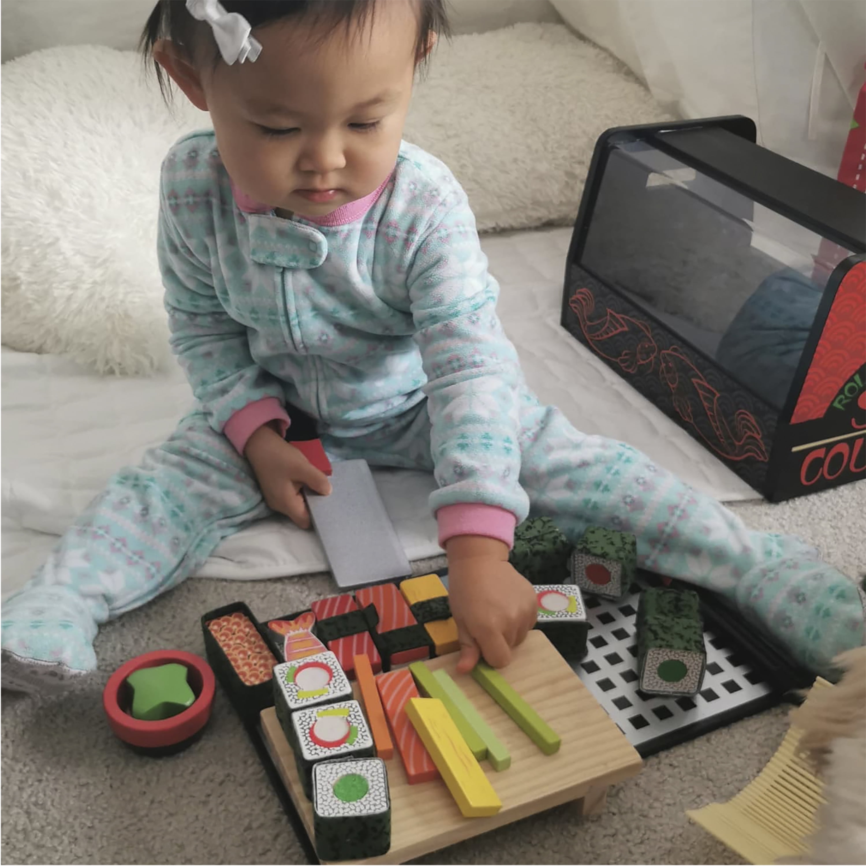 Melissa Doug Sushi Slicing Wooden Play Food Set Walmart