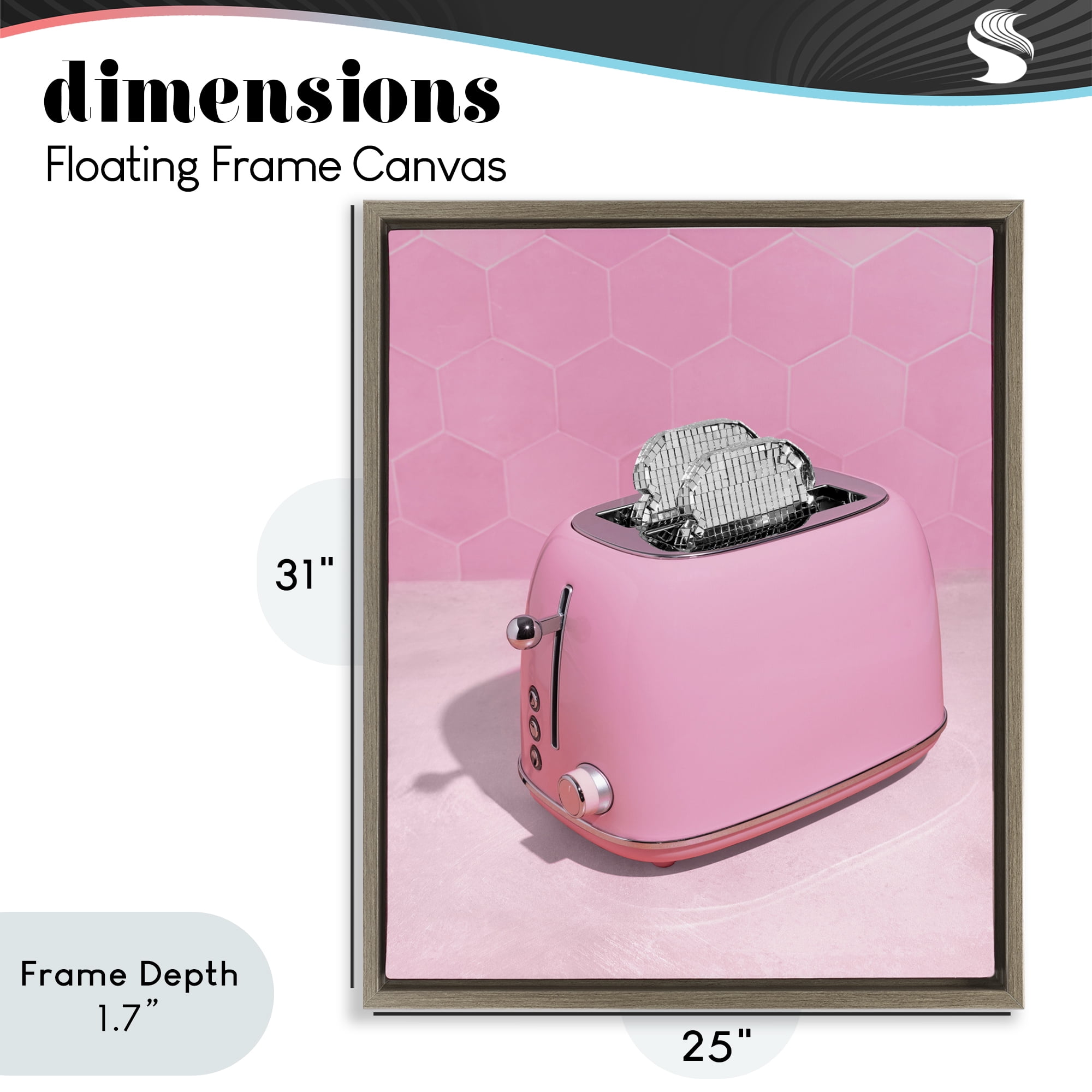 Stupell Industries Disco Toaster over Pink Brown Framed Floater Canvas Wall Art, design by LISH Creative