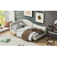 thumbnail image 4 of New Twin Size Upholstered Daybed with Headboard and Armrest, Support Legs, Beige, 4 of 8