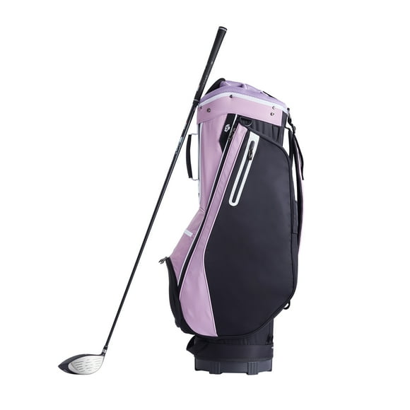 KFFKFF Golf Equipment Bag, 14-Slot Organizer Top, 36” Multi-Compartment Superior Cart Bag, Robust Golf Gear Bags with Grips, Protective Cover, Removable Strap for Both Genders, Black Purple