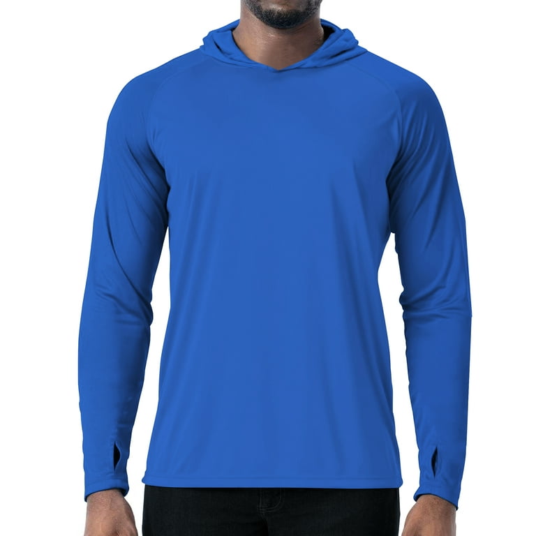 Men's UPF 50+ Sun Protection Hoodie Shirt Long Sleeve SPF Fishing Outdoor  UV Shirt Hiking Lightweight Large 