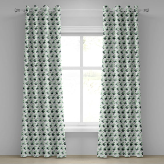 Ambesonne East Grommet Curtain, Wild Zoo Nature Exotic Fun, 50" x 84", White Black and Green