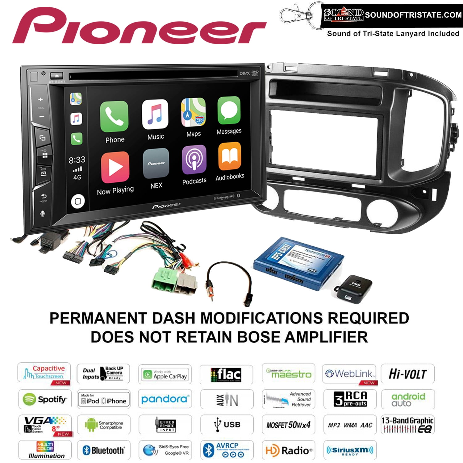 Pioneer AVH1550NEX DVD Receiver CarPlay Fits 1517 Chevy Colorado GMC