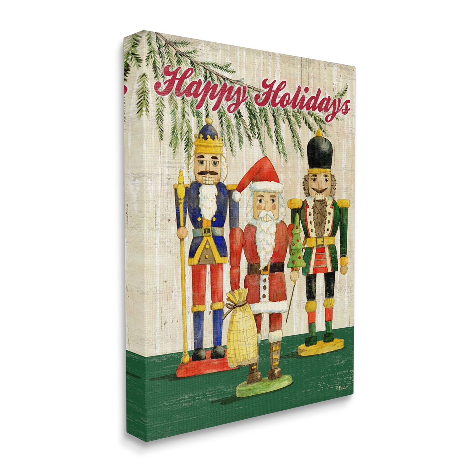 Stupell Industries Happy Holidays Nutcrackers Holiday Painting Gallery Wrapped Canvas Print Wall Art, 36 x 48