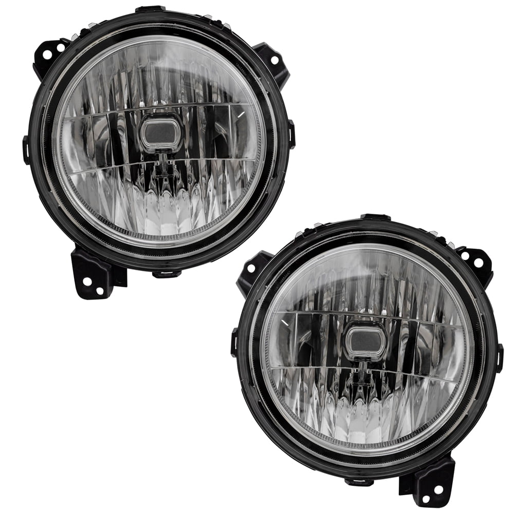 Brock Replacement Set Driver and Passenger Halogen Headlights Compatible  with 2018-2019 Wrangler JL 2018-2019 Wrangler Unlimited 