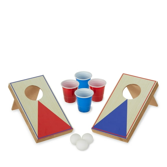 True Mini Cornhole Board Set with Ping Pong Balls and Shot Glass Cups, Perfect for Tailgate, BBQ, Travel, Party, Game Night, Indoor & Outdoor Drinking Games, 12-Piece