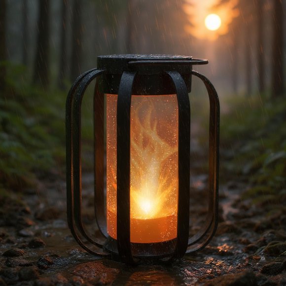 Farol solar FoxFlame impermeable con efecto de llama LED parpadeante