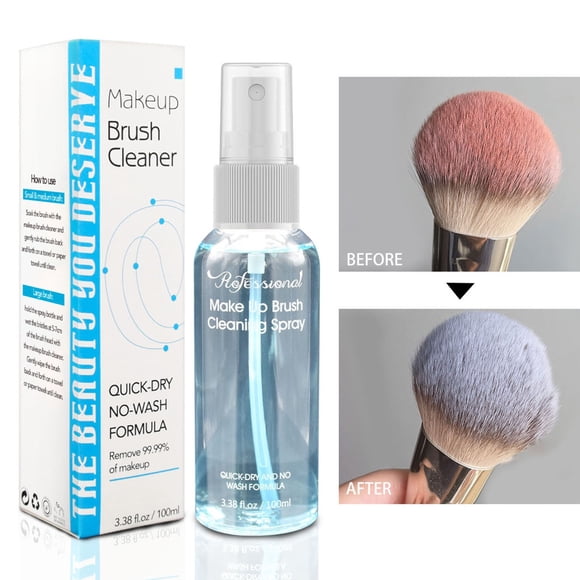 Fiudx Limpiador de Brochas de Maquillaje, Spray Limpiador En Seco Instantáneo, Solución Sin Enjuague, Suaviza Las Cerdas de Las Brochas, Herramienta de Limpieza de 100 Ml, Ideal para Aplicar Maquilla