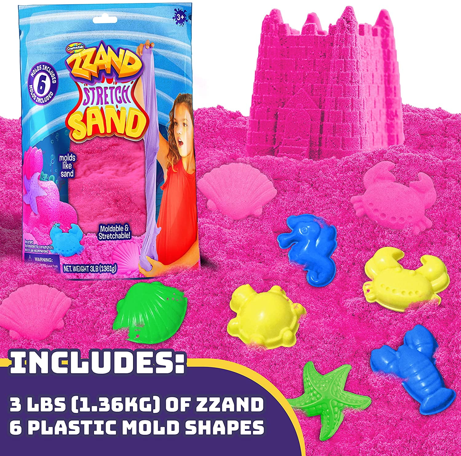 EXCLUZO 33pcs Sand Molds Tools Kit Large Sand Tray Play Sand Toys for Kids  (Random Color)