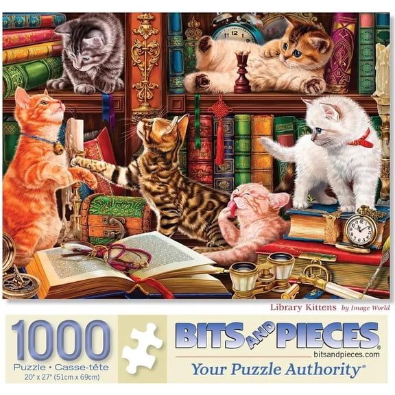 Bits and Pieces Library Kittens 1000 Piece Jigsaw Puzzle 20 x 27 Inch