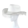 thumbnail image 3 of Lubelski Rhinestone Cowgirl Hat Retro Western Style with Adjustable Tie Fringed Rhinestone Hat for Cosplay Parties, 3 of 7