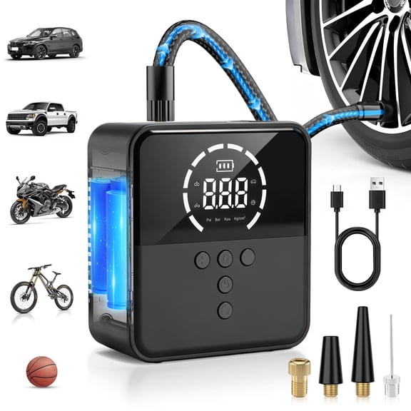 FADAKWALT Cordless Tire Inflator, 150 PSI, 6000mAh Battery, Fast Inflation, Digital Gauge, Auto Shut-Off