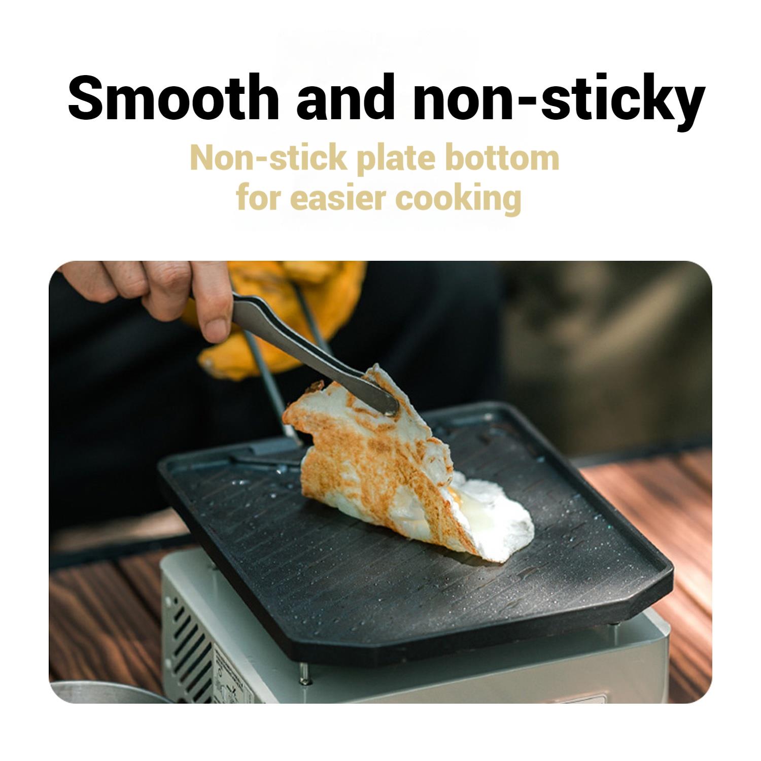 Naturehike, Non-stick skillet, square grill frying pan for camping, outdoor portable frying pan, cast aluminum, movable folding handle