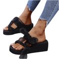 thumbnail image 3 of Sandalias Mujer Tacón inclinado Punta abierta Zapatillas con nudo de lazo Cómodos zapatos de playa Chanclas Wmkox8yii  hj789, 3 of 8