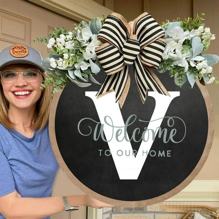 

YruYptpaln Funny Welcome Sign Front Door Round Outdoor Indoor Spring Wreath Farmhouse Porch Wreath Wood Decoration Sign Housewarming Summer Fall Home Wall Hanging Wall