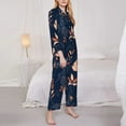 thumbnail image 4 of Kll Autumn Leaves With Blue Print Women'S Long Sleeve Pajamas With Pants Sleepwear Loungewear 2 Set-Large, 4 of 9