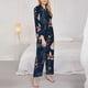 thumbnail image 3 of Balery Autumn Leaves With Blue Conjunto de Pijama con Estampado para Mujer, Conjunto de Dos Piezas con Manga Larga, Ropa de Dormir Suave con Bolsillos, Pijamas Cómodos-Small, 3 of 7