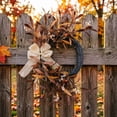 thumbnail image 3 of 19.7'' Thanksgiving Fall Wreath – Artificial Olive Branch Front Door Wreath with Linen Bow – Farmhouse Harvest Indoor Outdoor Porch Mantel Decor, 3 of 4