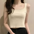 thumbnail image 2 of Women's Square Neck Crop Tank Tops Dressy Casual Sleeveless T Shirts Solid Color Summer Fashion Basic Blouses (Free Size, White), 2 of 3