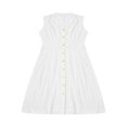 thumbnail image 2 of Robe Vintage en Coton et Lin pour Femmes, Robe Midi Décontractée d'Été à Boutons, Col en V, Grande Taille p-3TG, 2 of 6