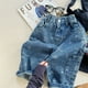 thumbnail image 1 of Spring Autumn Children's Jeans 1-6Y Korean Style Print Denim Pants for Girls Boys Baby  Loose Trousers Kid's Clothing, 1 of 6
