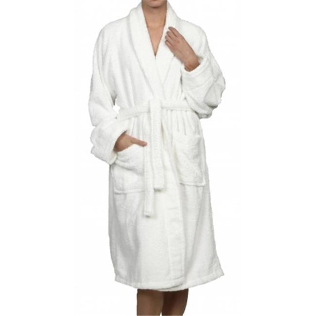 Superior Coton Égyptien Unisexe Coton Bain Robe Blanc Petit