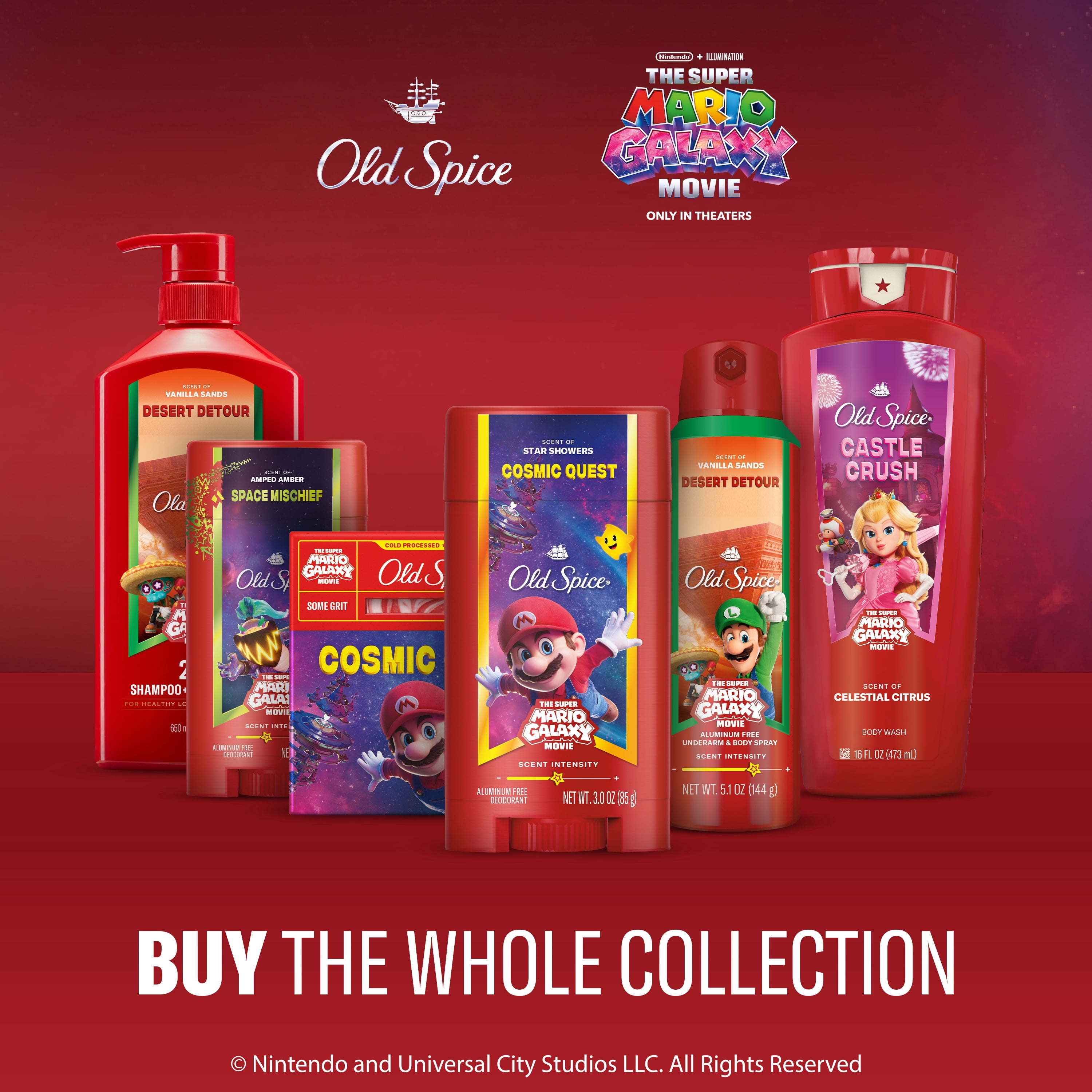 (2 pack) Old Spice Body Wash for Men, Cosmic Quest, Scent of Star Showers, Old Spice x The Super Mario Galaxy Movie, 24/7 Shower Fresh, 24 fl oz